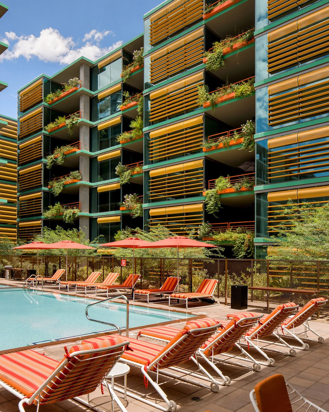 Optima pool terrace and planted balconies